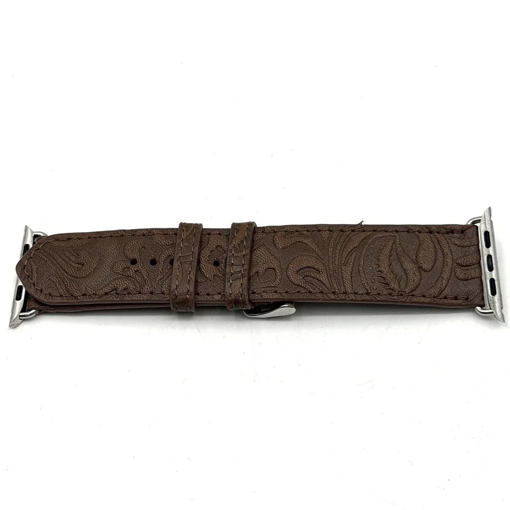 Myra Bag Mittangle Embossed Leather Watch Band Brown 42mm 44mm 45mm S-6896 NEW